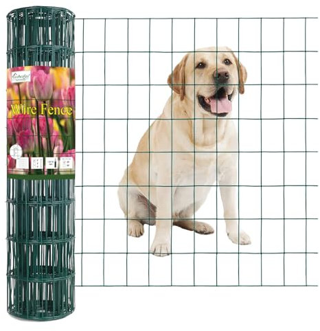 FOREHOGAR Clôture métallique soudée avec revêtement en PVC vert 61 cm x 6,5 m, 5,1 x 7,6 cm, 16 GA, rouleau de clôture de jardin avec revêtement en vinyle pour cour, légumes, plantes, volaille