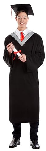 Boland - Disfraz de Graduado para adulto, gorro y bata con cuello, disfraz para fiestas tematicas, Halloween o carnaval, fiesta de graduacion
