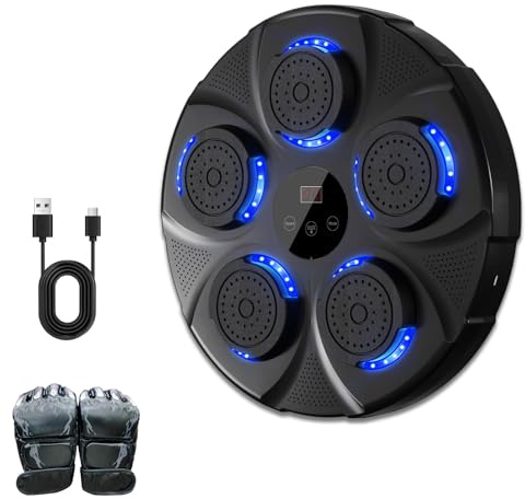 FTJKGH Music Boxing Machine, LED Licht Box Wand mit Musik Box Maschine mit Boxhandschuh, 9 Geschwindigkeitsmodi & Zählmodus Musik Power Boxing Boxautomat, Bluetooth Musical Boxmaschine für Kinder