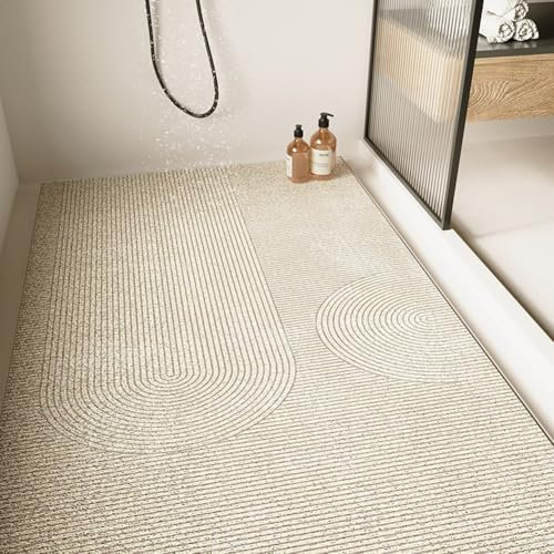 Große Duschmatte – rutschfest, Anti-Schimmel, Luffa, bequeme, weiche Badematte mit Ablaufloch, waschbar und schnell trocknend, Badezimmer-Bodenmatte, Massagefüße (Orange, 45 x 70 cm)