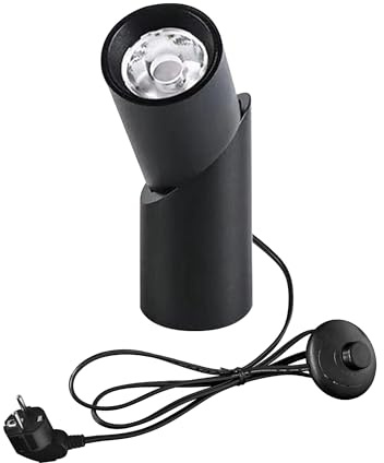 FSLiving 20W Spot Lampe LED 3000K/Warmweiß,Schwarz Wandstrahler mit 1,8 m Schalterkabel, LED Pflanzenstrahler, Drehbar Licht Kopf für Pflanzen Gemälde Dartscheibe Schrank BD3026