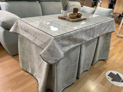 Ropa de Mesa Camilla Tejido Rústico Terciopelo Elegante Extragrueso - Color Verde Pastel - Varias Medidas - Falda Mesa Camilla, Enaguillas, Enaguas, Ropa Chenilla (120 x 70 cm (72 cm de Alto))