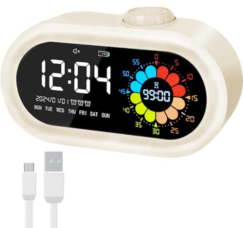 SHAGHAFI Digital Clock Battery Operated: Cordless 2000mah Battery Charging for Travel Classroom - Desk Alarm Clock with Timer Countdown for Study Office