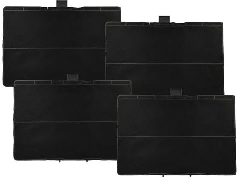 vhbw 4x Filtres à charbon actif compatible avec Neff D79SL62N0, D79T55N0, D79TH52N0, D79SH52N0, D79SL54N0 hotte aspirante - 31,5 x 21,5 x 2,3 cm