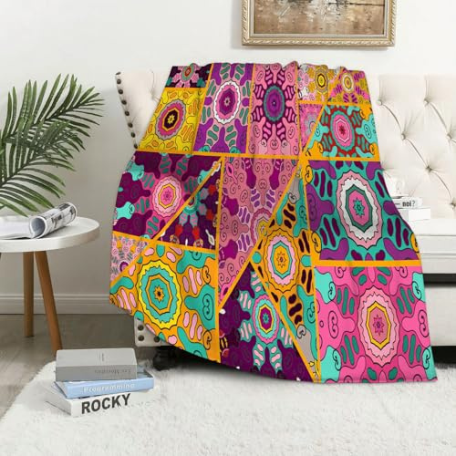 MAAPCHP Coperta Pile Blanket Modello patchwork vettoriale. Collage decorativ Coperta di Flanella Coperta per Adulti per Bambini Caldo Divano per Il Tempo Libero Sedia Soffice Coperta Soffice76x100cm