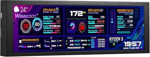 wisecoco 7.84 Inch Mini Monitor HD IPS 1280x400 Secondary Screen Stretched Bar LCD Display with Casing for Laptop Speed Temperature Windows Compatible with AIDA64 (third‑party) CPU GPU Monitoring