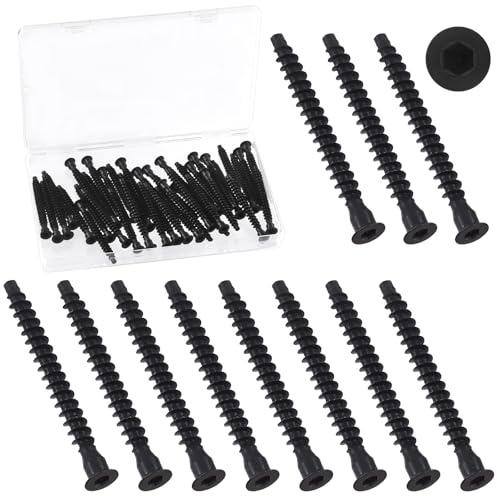 Swpeet 40Pcs M7 x 70mm Black Zinc Plated Carbon Steel Confirmat Screws Assortment Kit, Hex Socket Drive Countersunk Self-Tapping Furniture Connecting Screw for Assembly and Mounting