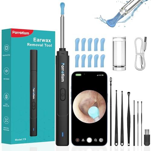 Flohsen Limpiador de Oídos con Cámara HD 2K-Otoscopio Inalámbrico para Eliminar Cera Ear Wax Remover-6 Luces LED, Removedor de Cera para Adultos/Niños/Mascotas-Compatible iPhone/Android