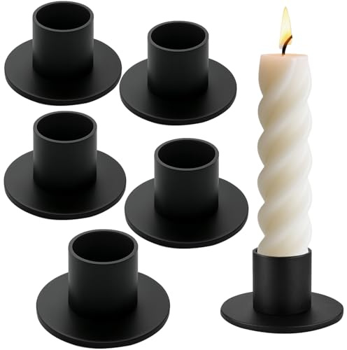 6 Pièces Bougeoirs en Métal, Chandeliers Bougeoir, Porte Bougie Métal Moderne, Candle Holder pour Fêtes, Mariages, Dîners, Décorations D'intérieur (Noir)