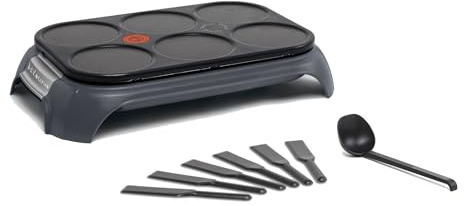 Tefal Crep'Party, Plaque crêpes et pancakes, 6personnes, Revêtement antiadhésif, Rangement des accessoires intégré, PY558BF0, Poivre de Java