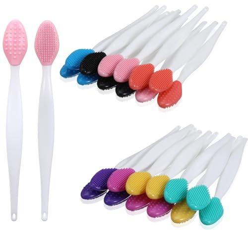 Classicseali 24 Stück Pore Brush Nose, Silikon Porenreinigungsbürste, Porenschrubber, Mitesser Bürsten, Doppelseitige Weich Peeling Bürste für die Nase,Hautpeeling-Werkzeug, Mehrfarbig