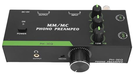 Jeffergarden MM MC Phono Preamp Professional Phonograph Preamplificador con 5 Pin XLR Salida de Entrada EQ Ajustable EQ para Tocadiscos (Enchufe de la UE)