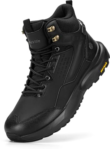 FitVille Men's Wide Fit Hiking Boots, Mid Ankle Outdoor Trekking Boot, Lightweight Comfortable Non-Slip Shoes