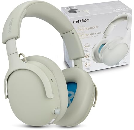 MEDION Casque Over Ear HX-1 Plus (sans Fil, réduction de Bruit Feed Forward, Bluetooth 6.0, 5+1 préréglages EQ, Jusqu’à 100 h d’autonomie, Protection Anti-éclaboussures IPX4), Monochrome