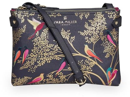 Sara Miller Women's Crossbody, Dual Compartment Purse with Zipper Closure, Adjustable Straps for Cross Body or Shoulder Bag