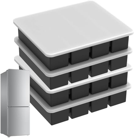 4 Teilig Einfrieren Behälter Silikon, Silikon Eiswürfelform Mit Deckel, Suppe Einfrieren Behälter, Wiederverwendbar, Einfache Entnahme, Für Saft Soße Brühe Mahlzeitenvorbereitung