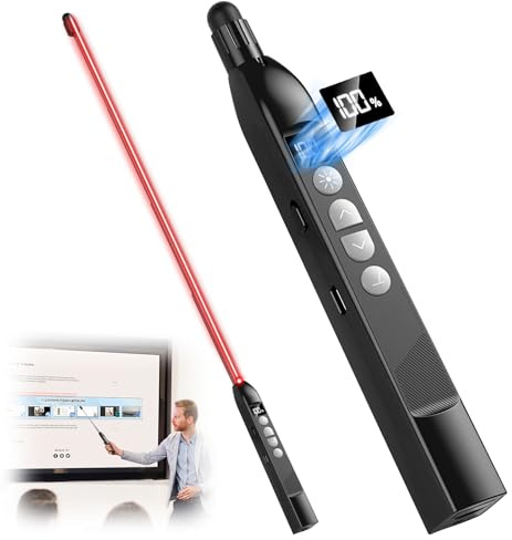 Presenter mit 2,4 Ghz USB-EmpfäNger,3-Stufen Rotlaser,Ausziehbarer Zeigestock,199-Minuten Countdown-Timer Mit Vibrationsalarm,Kompatibel Mit Windows/Mac/Linux & Powerpoint/Keynote/Google Slides