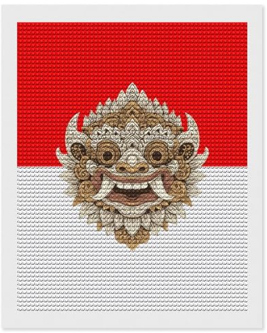 Barong Bali Indonesian Flag Adults Diamond 5D Painting Kit DIY Art Craft Round Drill Wall Home Decor