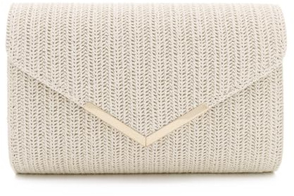 Jywmsc Bolsos de Mano de Paja para Mujer Bolso de Playa de Verano Bolso de Mano de Noche Tejido Tipo Sobre para Vacaciones
