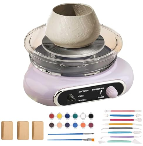 Macchina per Ceramica con Tornio Elettrico con Pedale e velocità Regolabile, Tornio per Argilla da 12 cm, Facile da Pulire e Strumenti per Modellare per Principianti e Adulti Purple