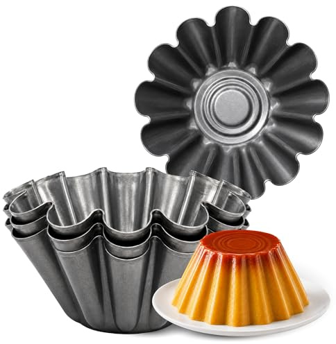 Flaneras Individuales, Molde para flan Molde Repostería, Antiadherente, Acero Inoxidable, Ideal para Flan, Postres, Salsa, Repostería y Cocción al Baño María, 23 cm Diámetro x 10 cm alto, 3 unidades