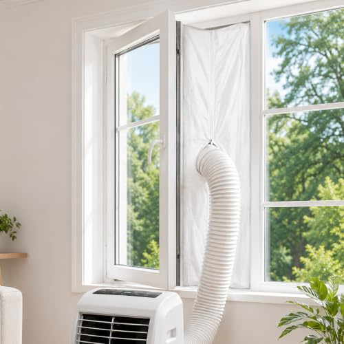 Hoofun 300CM Kit de Calfeutrage Climatiseur, Sans Perçage | Joint de Fenêtre, Tissu De Calfeutrage pour Tuyau d’Évacuation pour Climatiseur Portable Mobile, Déshumidificateur