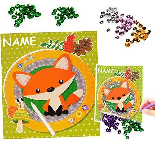alles-meine.de GmbH Bastelset - Mosaikbild/Bild - süßer Fuchs - incl. Name - mit Pailletten - & Glitzer Effekt - nach Farben - Mosaikset - Bilder - für Kinder/Mädchen & J..