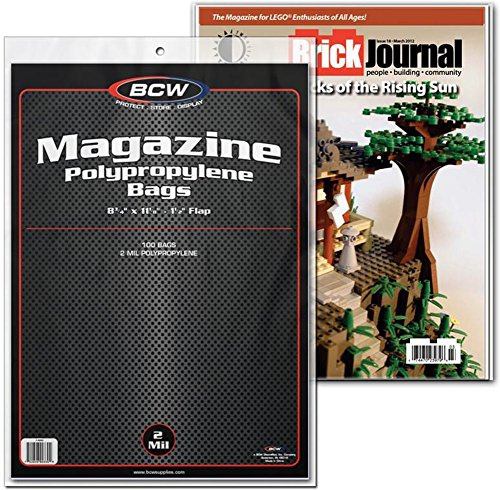 BCW Magazine Bags - 1000 Count | Fits Standard 8.5 x 11 Inch Magazines | Acid-Free Polypropylene Magazine Sleeves with Fold-Over Tape Flap | Archival Plastic Magazine Protectors for Collectors
