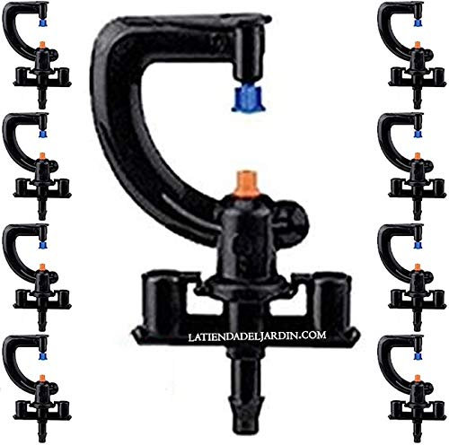 Suinga Pack 100 MICROASPERSOR 360º para riego agricola y riego en jardineria. Aspersor Circular de 360º con caudal 73 a 125 l/h y Radio de Alcance 1,7 Metros