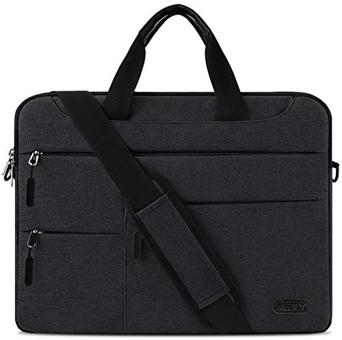 Maletin Ordenador Portatil 13,3-14 Pulgadas Hombre Mujer Bolso Bandolera Impermeable para portátiles Protectora Compatible Trabajo Bolsa Gris Negro
