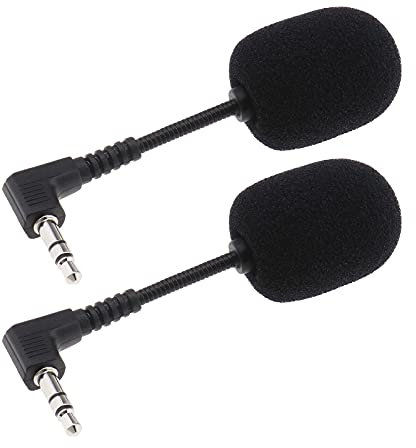 eMagTech 2 Mini Micrófonos de 3,5Mm para Tarjetas de Sonido Explicativas Computadoras Escritorio con Cubierta Esponja Rotación 360 Grados Ajustable Estéreo de 3 Polos Plug and Play Portátil