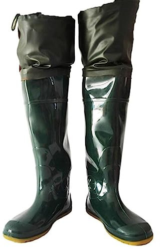 Watstiefel 60 cm Lange Wathose aus PVC, wasserdichte und verschleißfeste Watstiefel for Jagd und Angeln (Color : Green, Size : 43 EU)