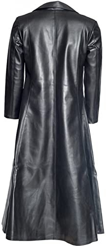 BIISDOST Trench Cappotto da uomo a maniche lunghe nero alla moda cappotto in pelle gotica in ecopelle Giacche da motociclista con risvolto alla moda retrò cappotto lungo in pelle sintetica Giacche