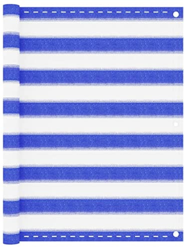 KTHLBRH Paravento per balcone, blu e bianco, 90 x 300 cm, HDPE, per la privacy e la decorazione elegante per il vostro balcone