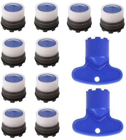 QLXHBOT 10 Pcs Sink Aerator Tap Aerator M16.5 for Sink Faucet Flow Restrictor with 2 Keys Removal Keys (16.5mm)