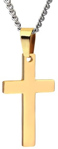 ANAZOZ Kreuz Kette Damen Gold, Edelstahl Halskette Herren 60cm Modeschmuck mit Kreuzanhänger