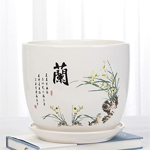 Weißer runder Keramik-Sukkulenten-Übertopf, moderner Blumen-, Kaktus-, Kräuter-, großer Übertopf, großer Haushalts-Sukkulenten-Blumentopf (weiß1, 14 cm x 11 cm)
