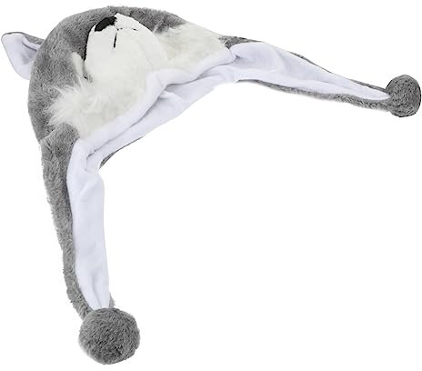 VICASKY Tiermütze Husky Für Erwachsene Lustiger Plüschhut Für Kinder Und Erwachsene Ideal Für Halloween Karneval Und Winteraktivitäten Kuscheltier Kostümzubehör