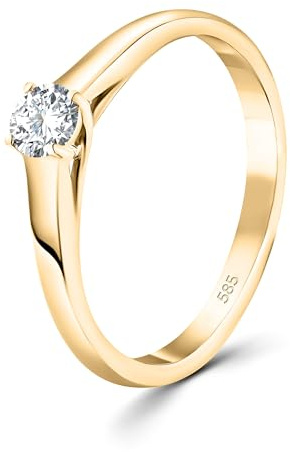 EDELIND Diamant Verlobungsring Damen Gold 585 - Diamantring 0.05-1 Ct GIA-zertifiziert aus Gelbgold - mit Geschenkbox - Symbol der Liebe