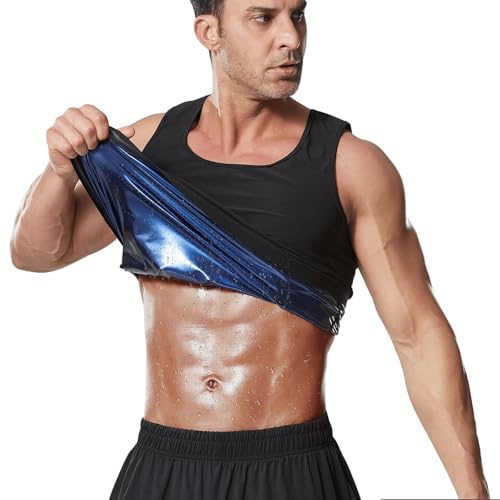 Towintec Sauna Vest Men Waist Trainer Shirt Sweat Heat Trapping Hot Suits | Body Shaper,Neoprene, Sleeveless Shirts, Weight Loss, Shapewear Top, Workout, Gym, Fitness,Training Tank Tops,Stretch Fabric