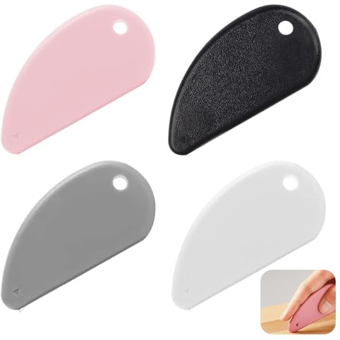 4 Pcs Ceramic Knife - Tmlifehy Box Cutter Safety Knife Fits Keychain Accessories, Mini Letter Opener, Box Opener Tool for Coupons, Card, Paper, Parcels, Wrapping Paper, Courier, Envelope (4 Colors)