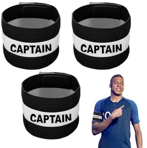 3 Pack Captain Armbands Soccer, Adjustable Fitness Health Football Band Captain's Armband Design Captain Band Adult and Youth for Soccer Rugby Basketball Volleyball Sports Team Accessories (Black)