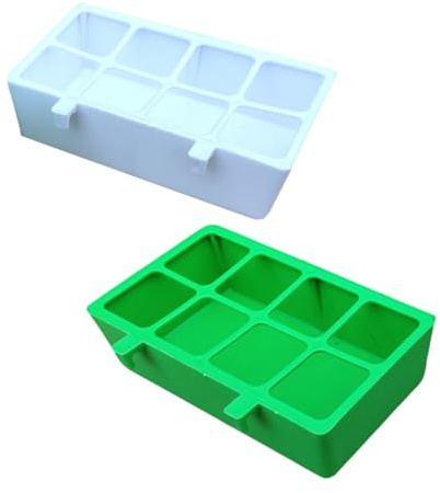 INOOMP 2pcs Parrot Bird Feeder Food Container with 8 Compartments Anti-Scatter Feeding Box for Cage Use in Light and Leaf Green Bird Supply