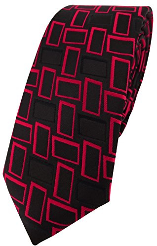 TigerTie schmale Designer Krawatte in rot signalrot schwarz gemustert