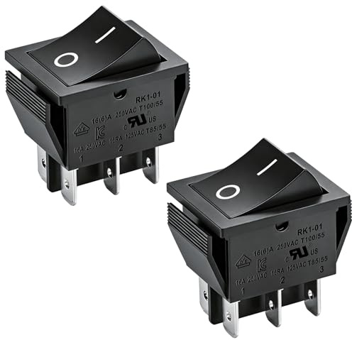 Heschen Ein-Aus-Kippschalter, DPDT, 6 Endpunkte, 16 A 250 VAC, Schwarz, 2 Stück