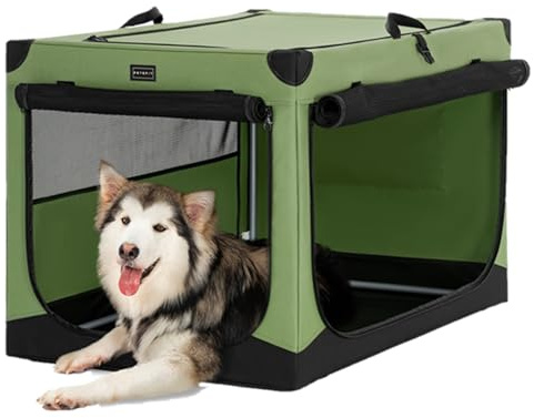 Petsfit Hundebox faltbar, Hundebox für zuhause Verstellbarer Stoffbezug mit Spiraleisenrohr, Hundetransportbox Auto Stoff für große mittlere kleine Hunde,Leicht zu Verstauen