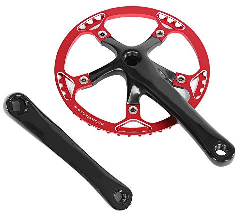 Alomejor Fahrrad Kurbelgarnitur 45T 47T Singlespeed Crankset 170mm Kettenblatt Kettensatz 2 Farben für Fahrrad Radfahren(47T-Schwatz+Rot)