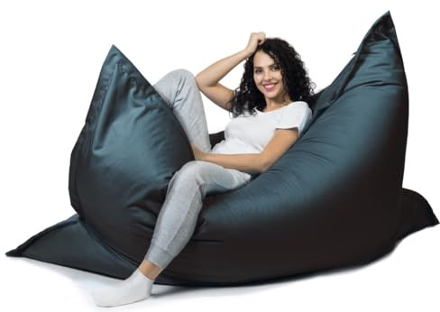 sunnypillow XXL Sitzsack, Riesensitzsack Outdoor & Indoor 180 x 145 cm mit 380L Styropor Füllung Sessel für Kinder & Erwachsene Sitzkissen Sofa Beanbag viele Farben und Größen zur Auswahl Schwarz