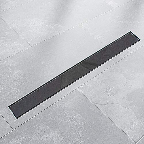 BITUXX® Edelstahl Duschrinnen Ablaufrinnen Bodenablauf Duschrinne Duschablauf Glas Schwarz (100cm)
