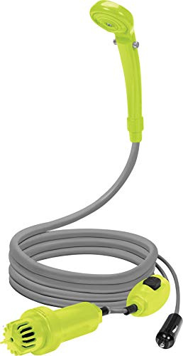LUND 12V elektrische Campingdusche mit Tauchpumpe, KFZ-Adapter, Handbrause – Leistung: 10 l/min, 60 Watt, mobile Dusche